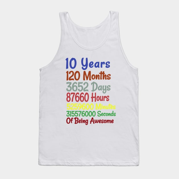 10th Birthday 10 Years Old Vintage Retro 120 Months tees Tank Top by adiline